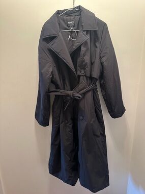 ONLY Black Double-Breasted Trench Coat